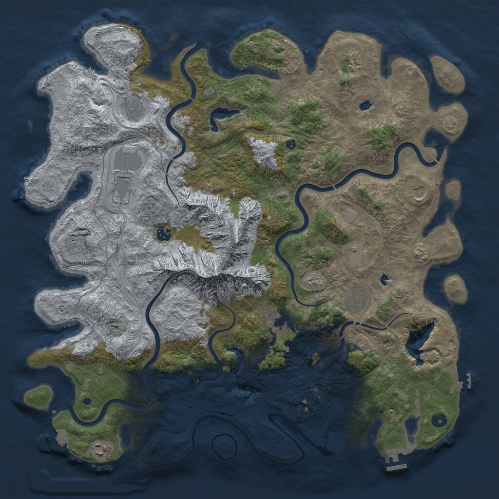 Rust Map: Procedural Map, Size: 5000, Seed: 243, 17 Monuments