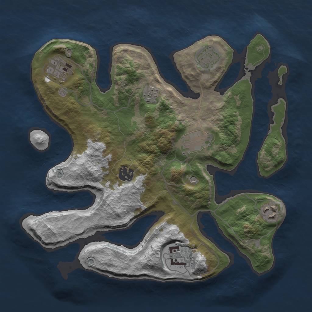 Rust Map: Barren, Size: 3000, Seed: 2117792727, 10 Monuments