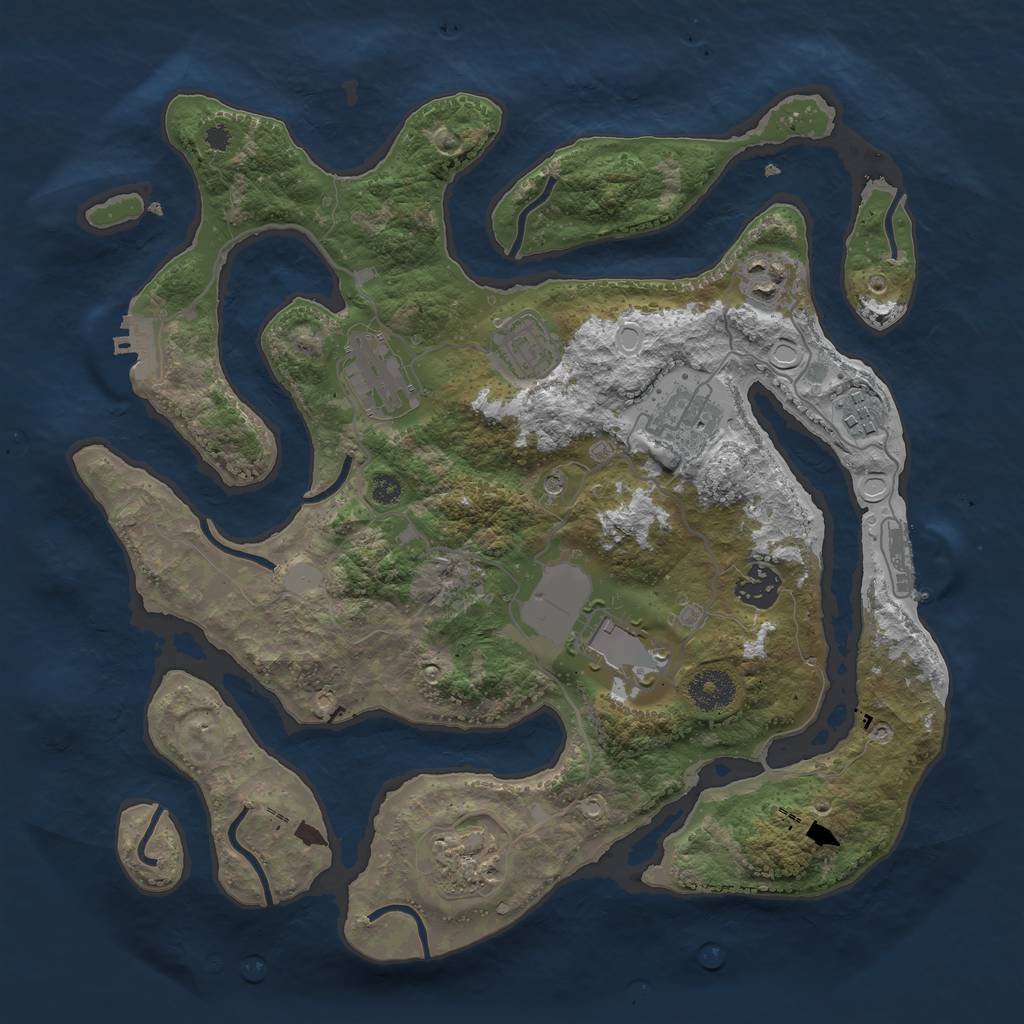 Rust Map: Procedural Map, Size: 3500, Seed: 1268313478, 16 Monuments