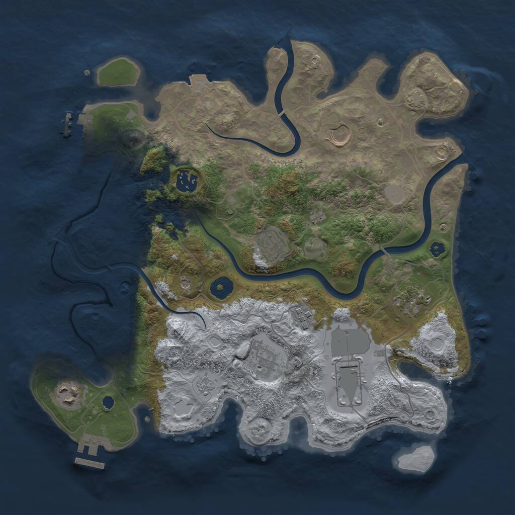 Rust Map: Procedural Map, Size: 3500, Seed: 540557, 14 Monuments