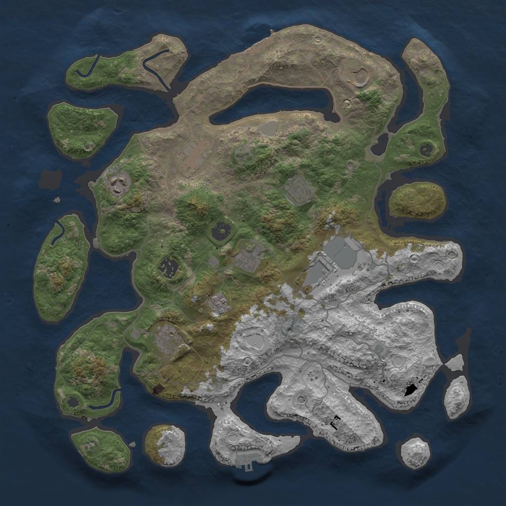 Rust Map: Procedural Map, Size: 4000, Seed: 865731, 17 Monuments