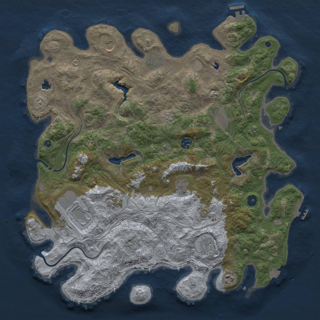 Rust Map: Procedural Map, Size: 4500, Seed: 830372317, 16 Monuments