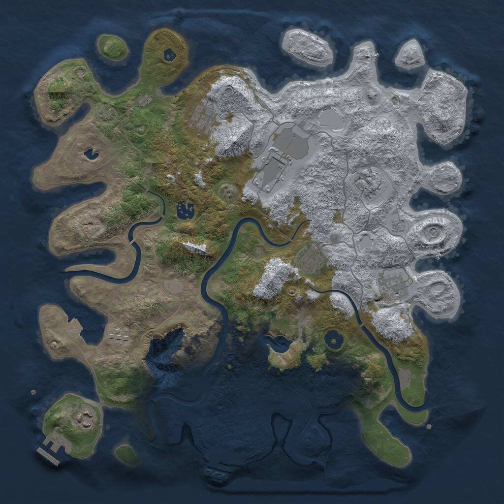 Rust Map: Procedural Map, Size: 4000, Seed: 2051937980, 14 Monuments