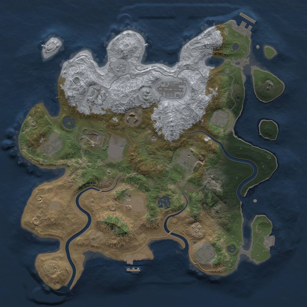 Rust Map: Procedural Map, Size: 3500, Seed: 45628, 16 Monuments