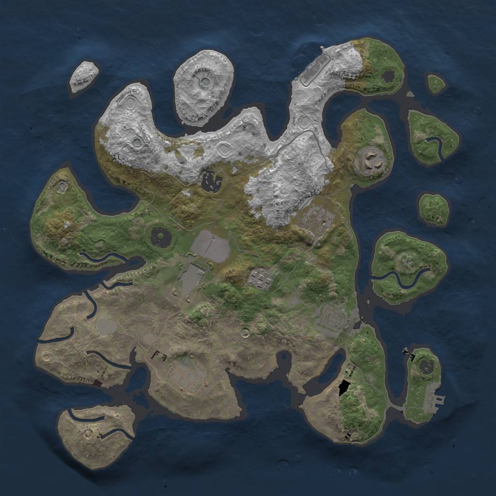 Rust Map: Procedural Map, Size: 3500, Seed: 45628, 15 Monuments