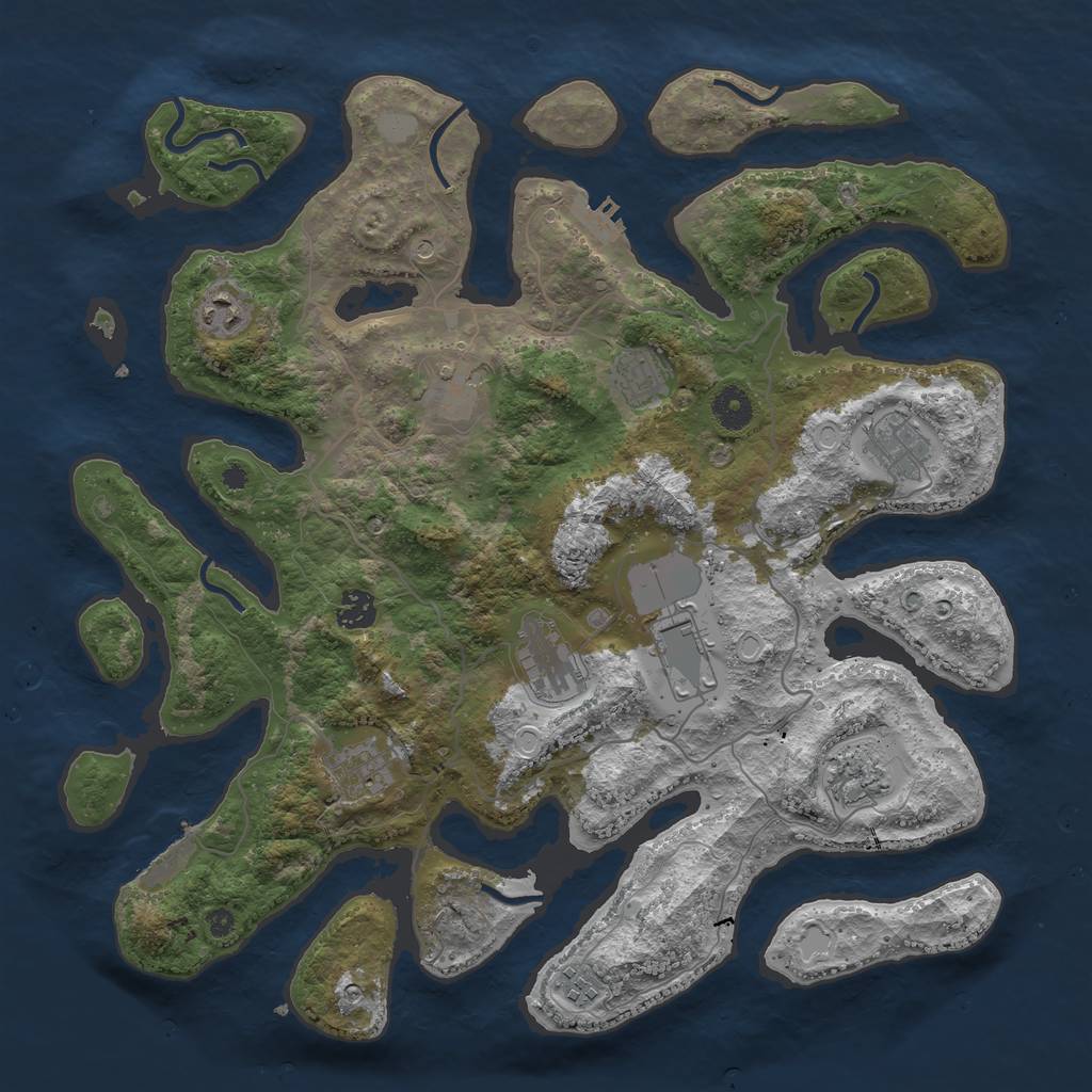 Rust Map: Procedural Map, Size: 4000, Seed: 1558811521, 18 Monuments
