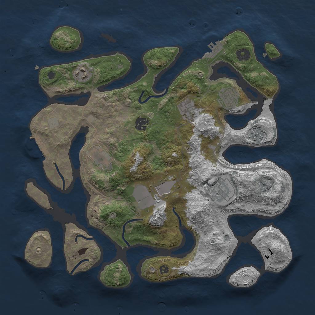 Rust Map: Procedural Map, Size: 3500, Seed: 50570, 16 Monuments
