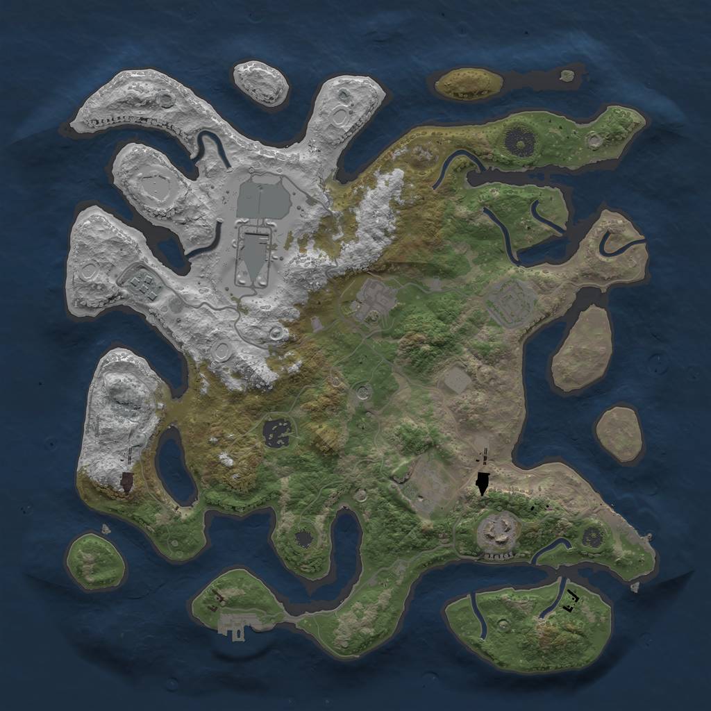 Rust Map: Procedural Map, Size: 3550, Seed: 69674, 15 Monuments