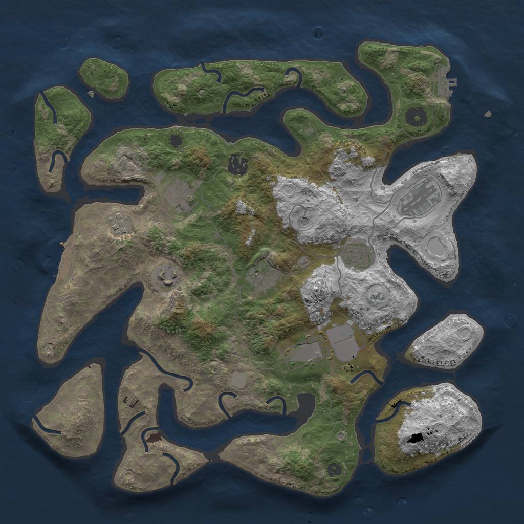 Rust Map: Procedural Map, Size: 3750, Seed: 419657551, 16 Monuments