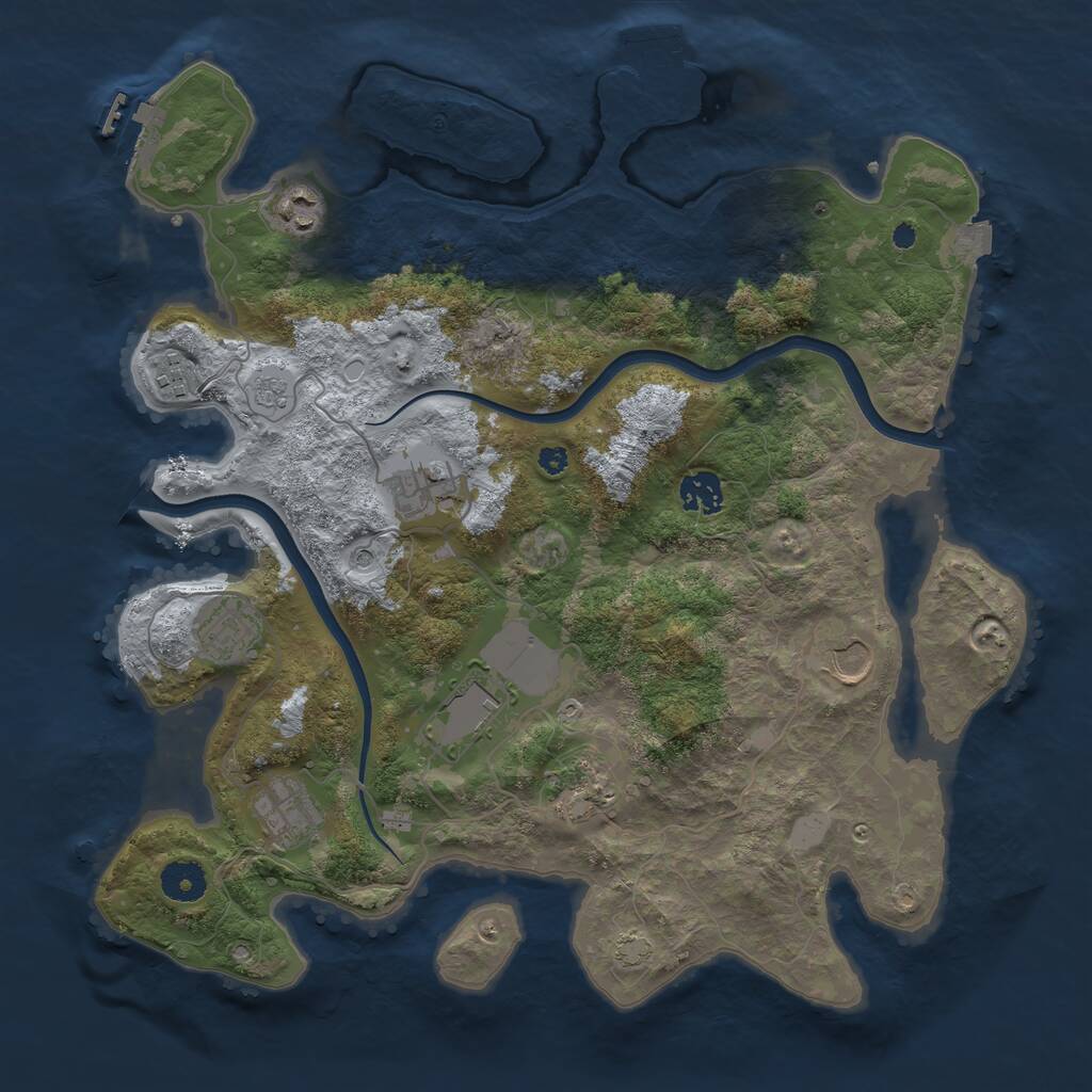 Rust Map: Procedural Map, Size: 3750, Seed: 110050851, 15 Monuments