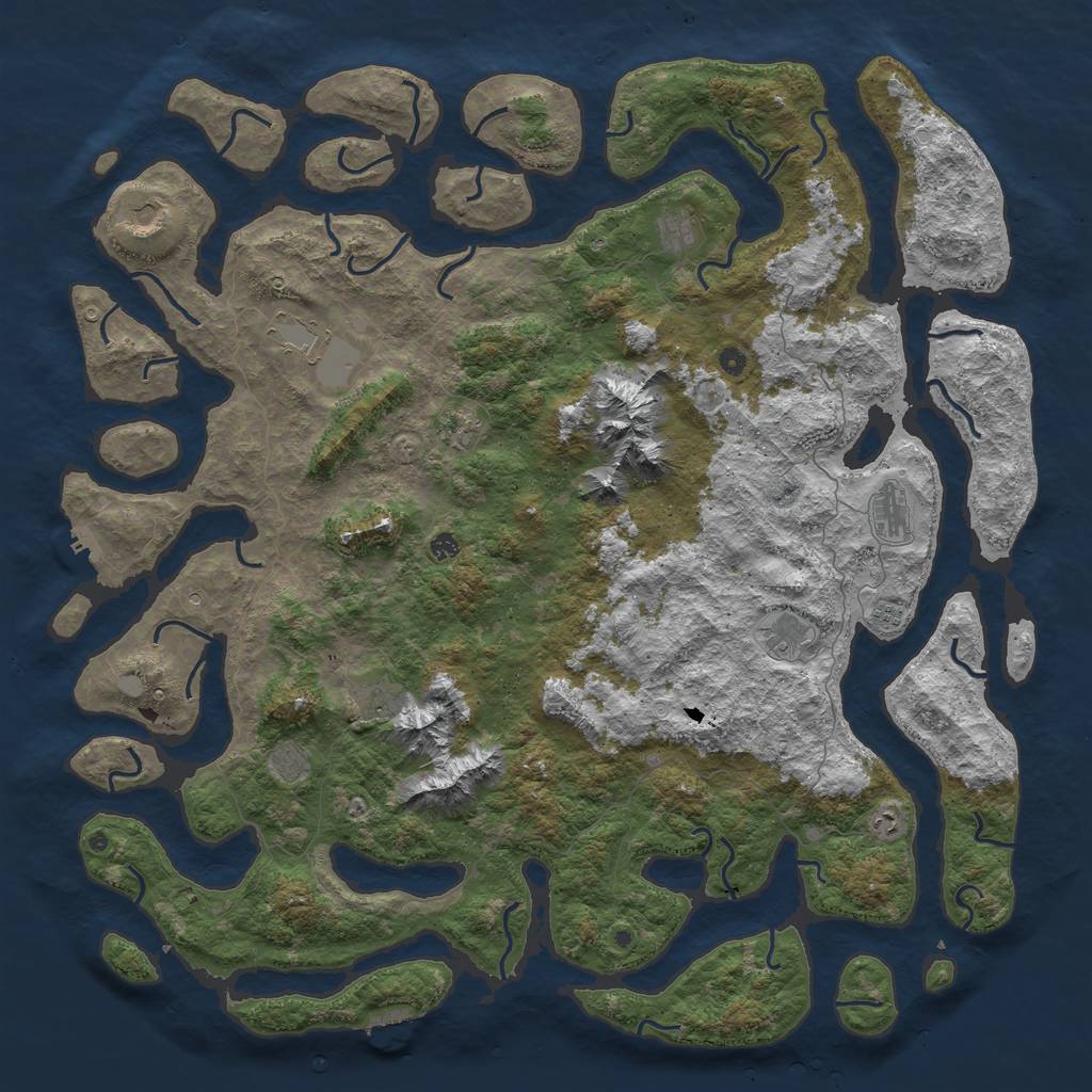Rust Map: Procedural Map, Size: 6000, Seed: 9876513, 19 Monuments