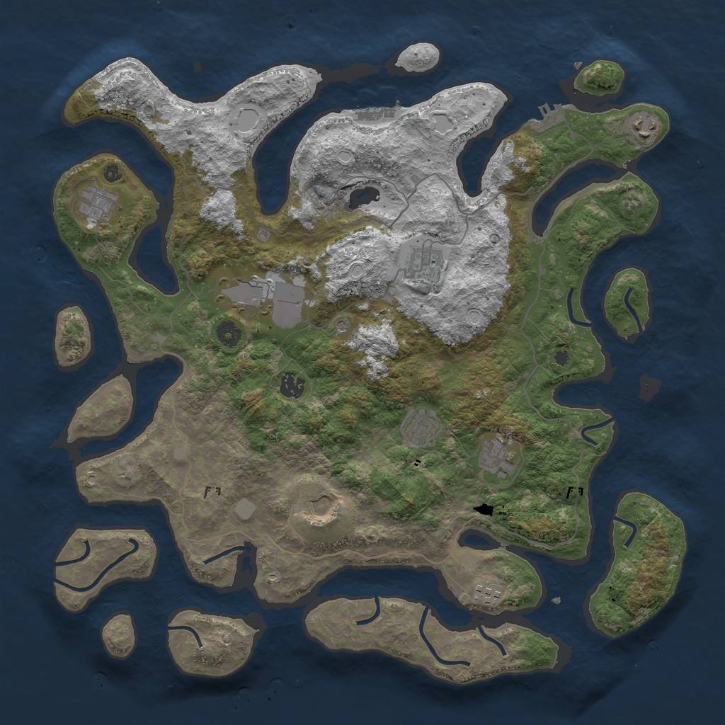 Rust Map: Procedural Map, Size: 4300, Seed: 1915258, 17 Monuments