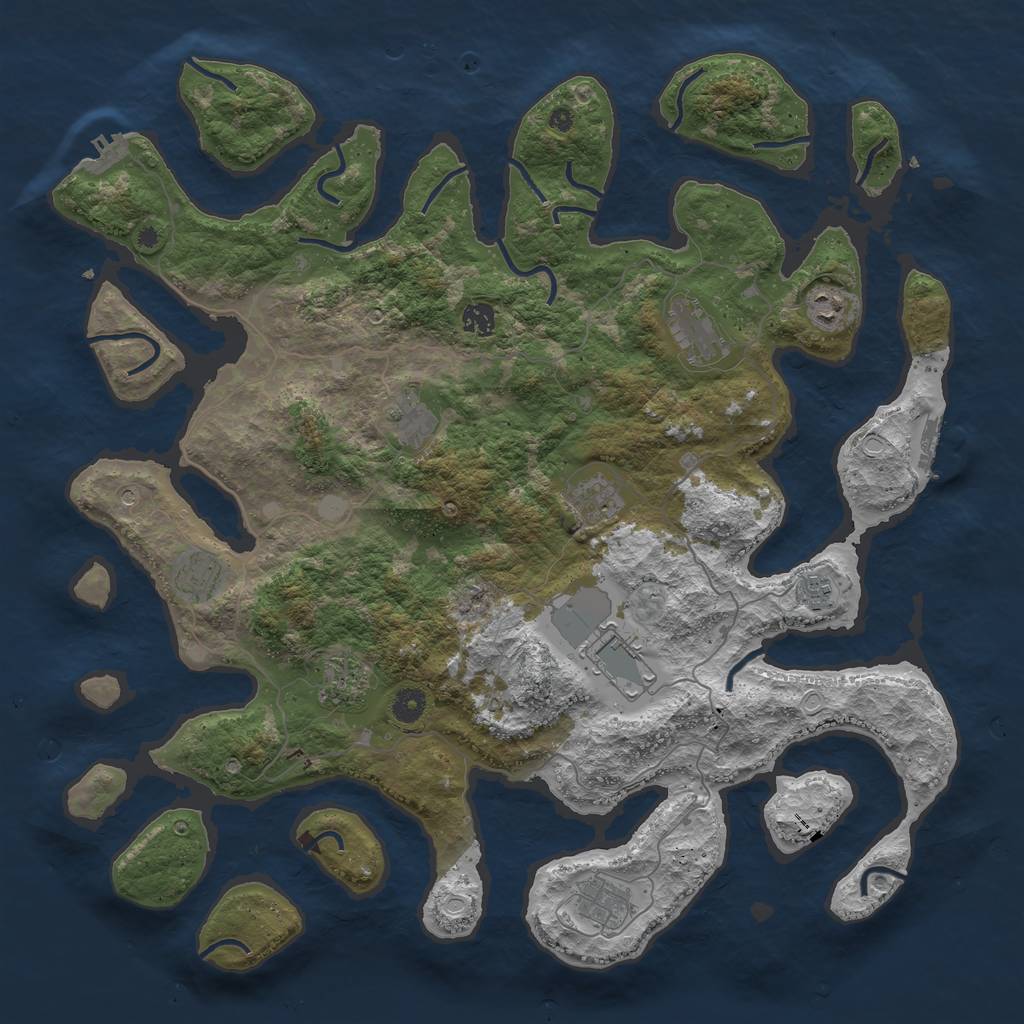Rust Map: Procedural Map, Size: 4500, Seed: 65535678, 18 Monuments