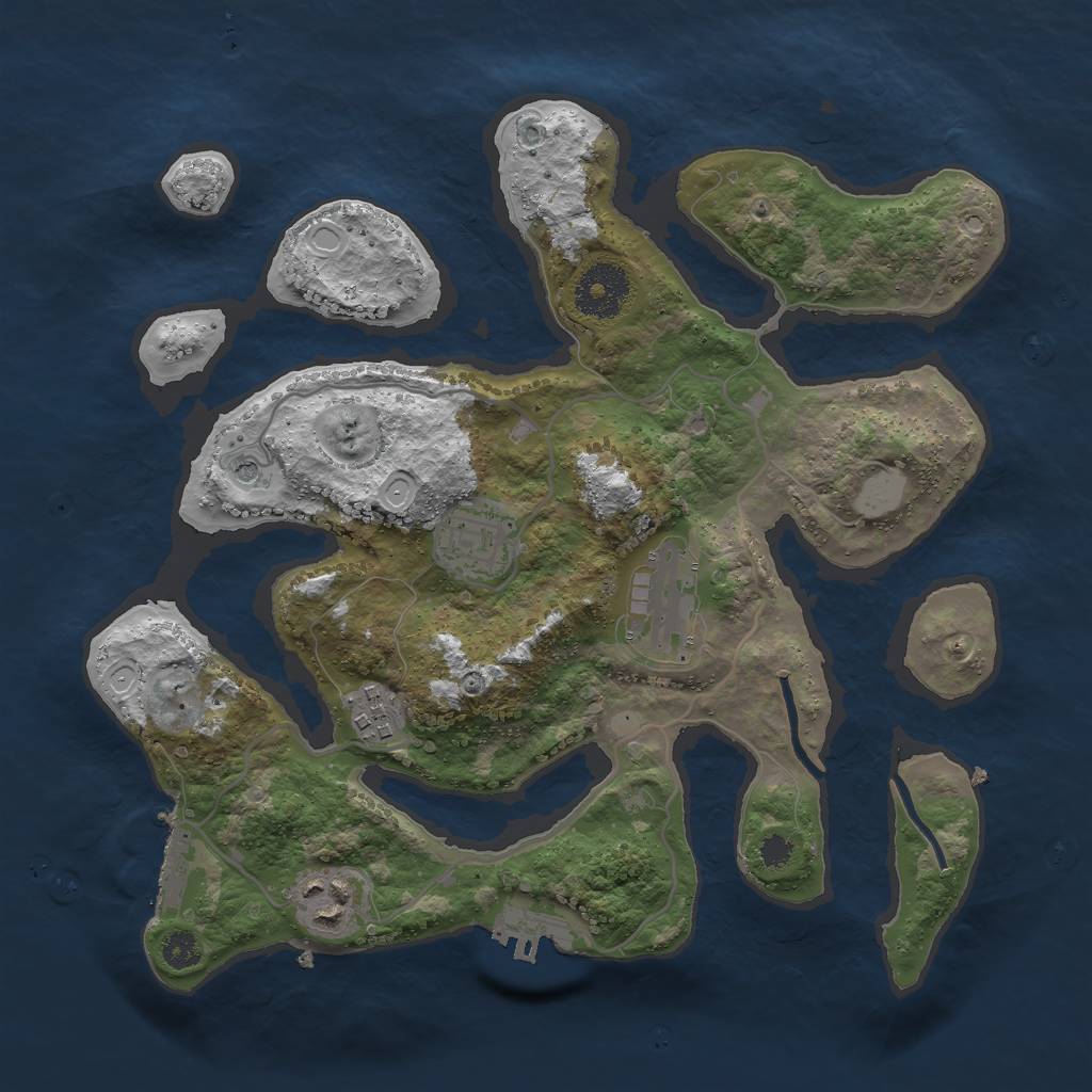 Rust Map: Procedural Map, Size: 3000, Seed: 2062100842, 12 Monuments