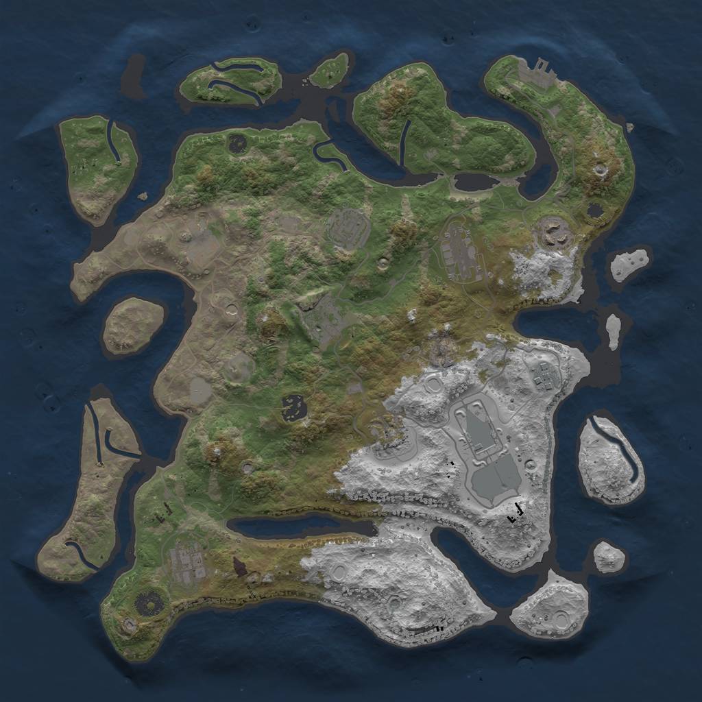 Rust Map: Procedural Map, Size: 3850, Seed: 775362095, 17 Monuments