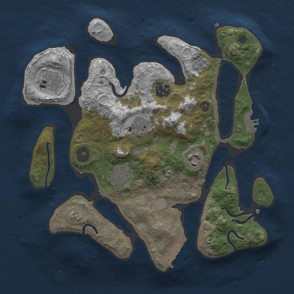 Rust Map: Procedural Map, Size: 3000, Seed: 937386, 13 Monuments