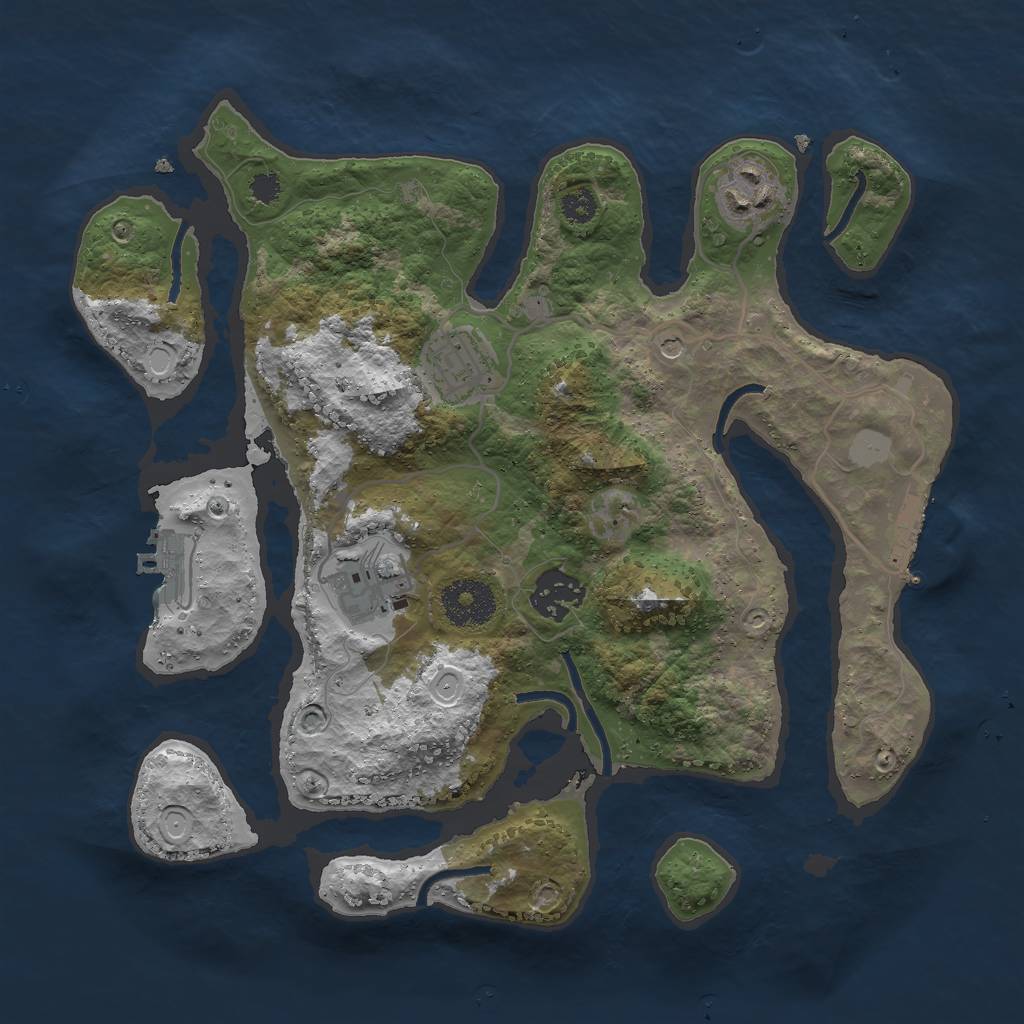 Rust Map: Procedural Map, Size: 3000, Seed: 784079, 12 Monuments