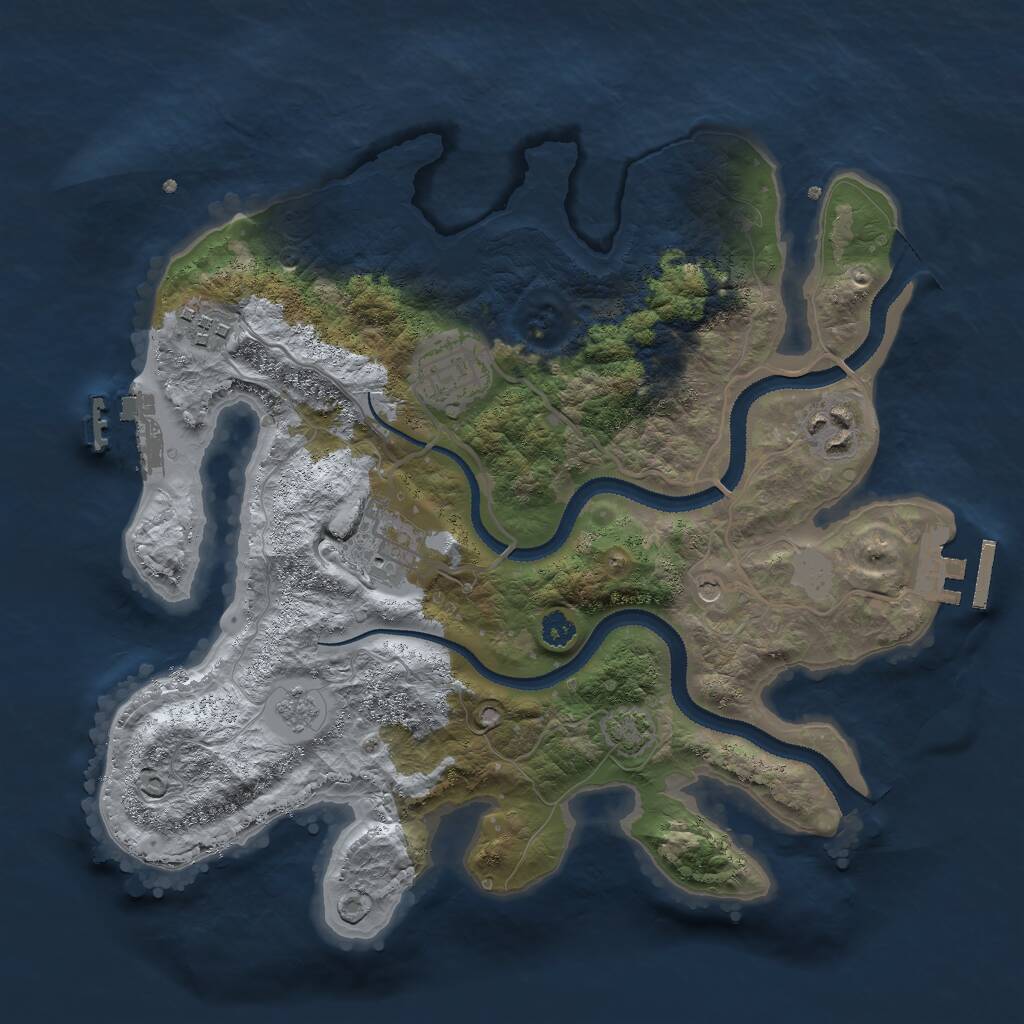 Rust Map: Procedural Map, Size: 3000, Seed: 812369, 10 Monuments