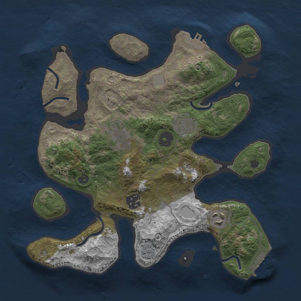 Rust Map: Procedural Map, Size: 3000, Seed: 380914, 13 Monuments