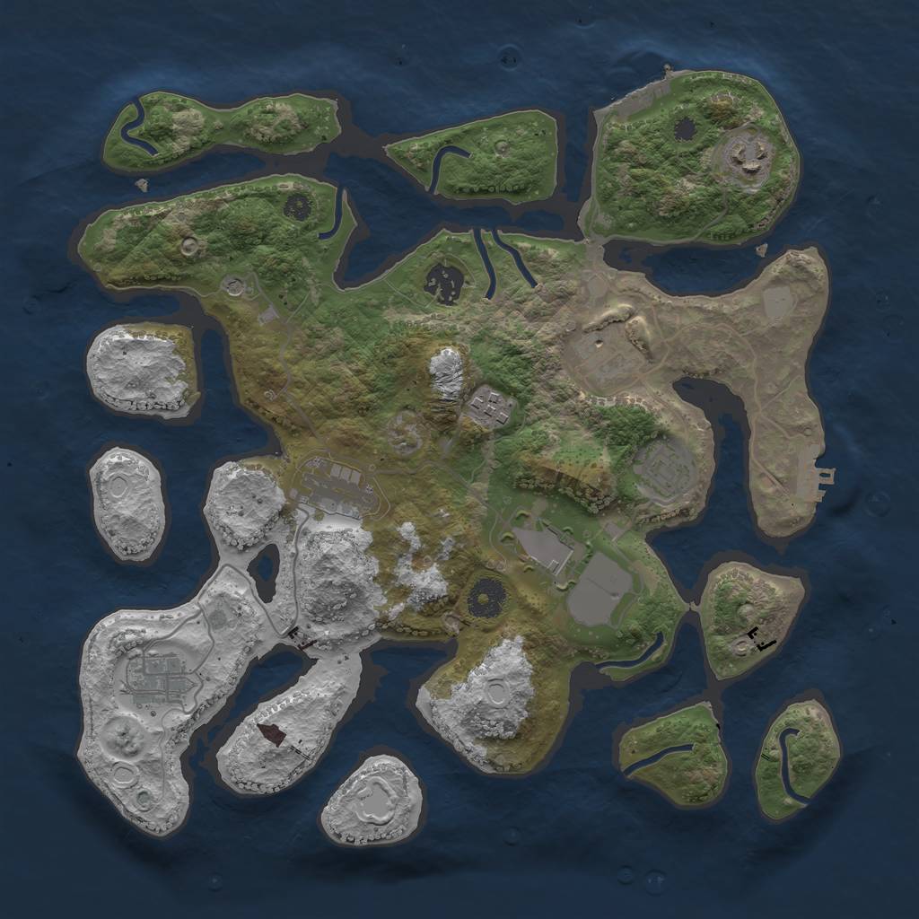 Rust Map: Procedural Map, Size: 3500, Seed: 167064588, 16 Monuments
