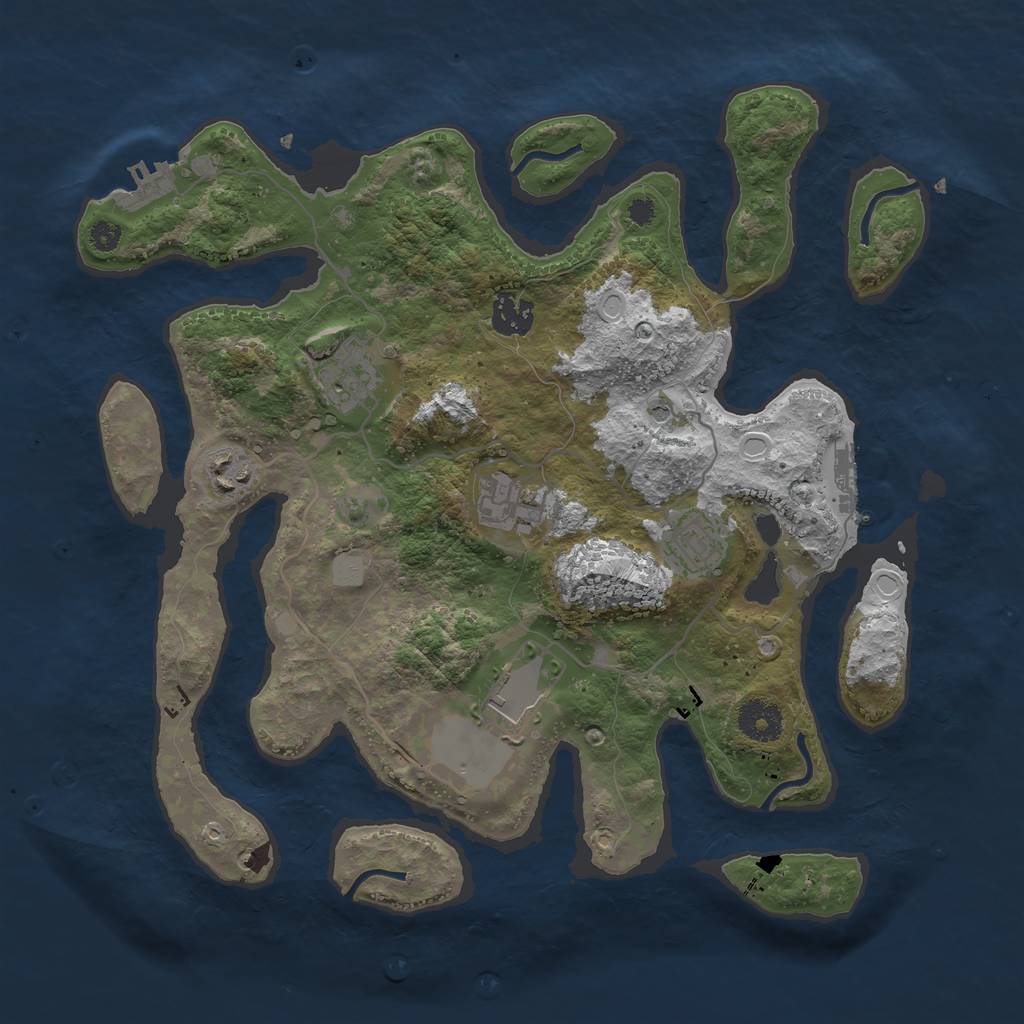 Rust Map: Procedural Map, Size: 3500, Seed: 381, 14 Monuments