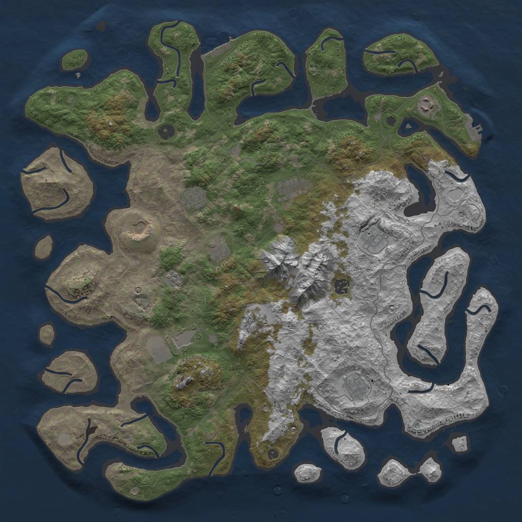 Rust Map: Procedural Map, Size: 5000, Seed: 9738, 19 Monuments