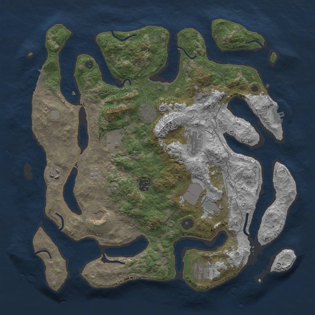 Rust Map: Procedural Map, Size: 4000, Seed: 251881, 17 Monuments