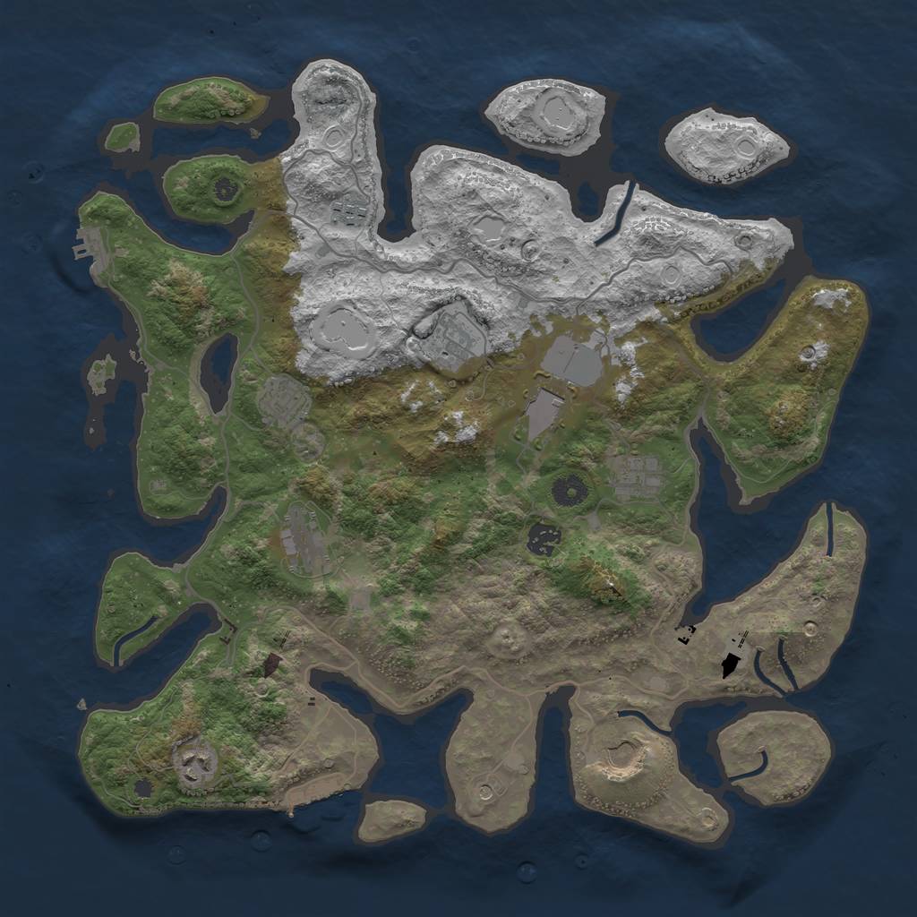 Rust Map: Procedural Map, Size: 4100, Seed: 104918251, 17 Monuments