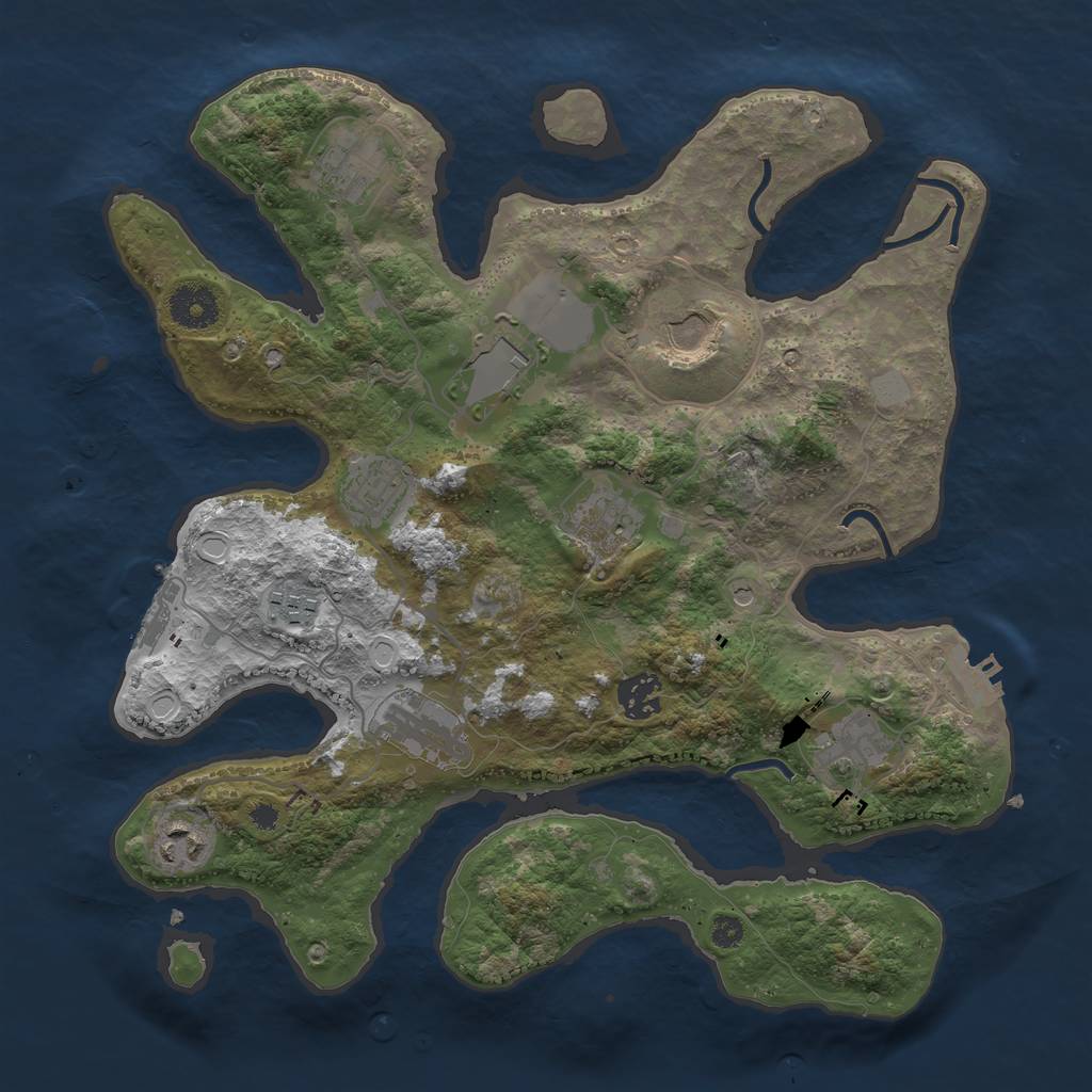 Rust Map: Procedural Map, Size: 3500, Seed: 1455084752, 18 Monuments