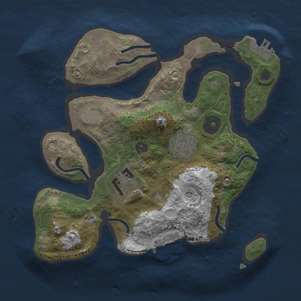 Rust Map: Procedural Map, Size: 2500, Seed: 133244476, 10 Monuments