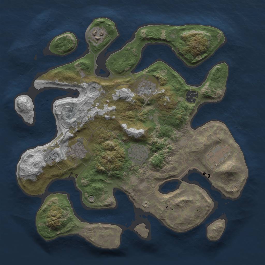 Rust Map: Barren, Size: 3200, Seed: 9998, 10 Monuments