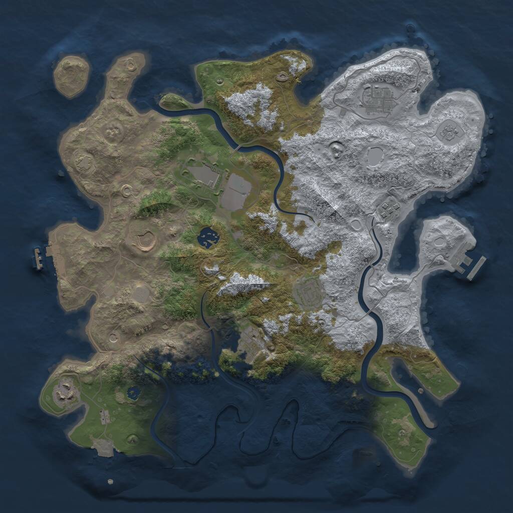 Rust Map: Procedural Map, Size: 3800, Seed: 82193212, 14 Monuments