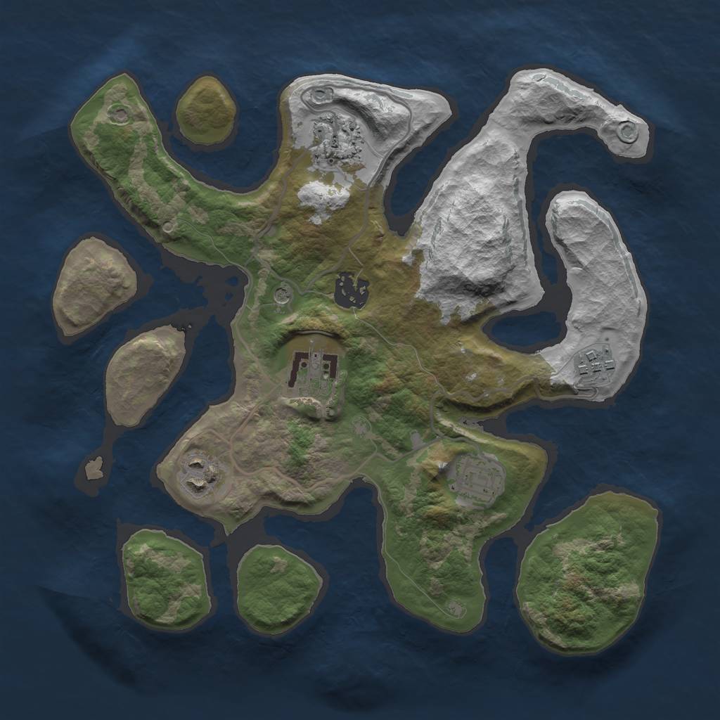 Rust Map: Barren, Size: 2950, Seed: 261276715, 9 Monuments