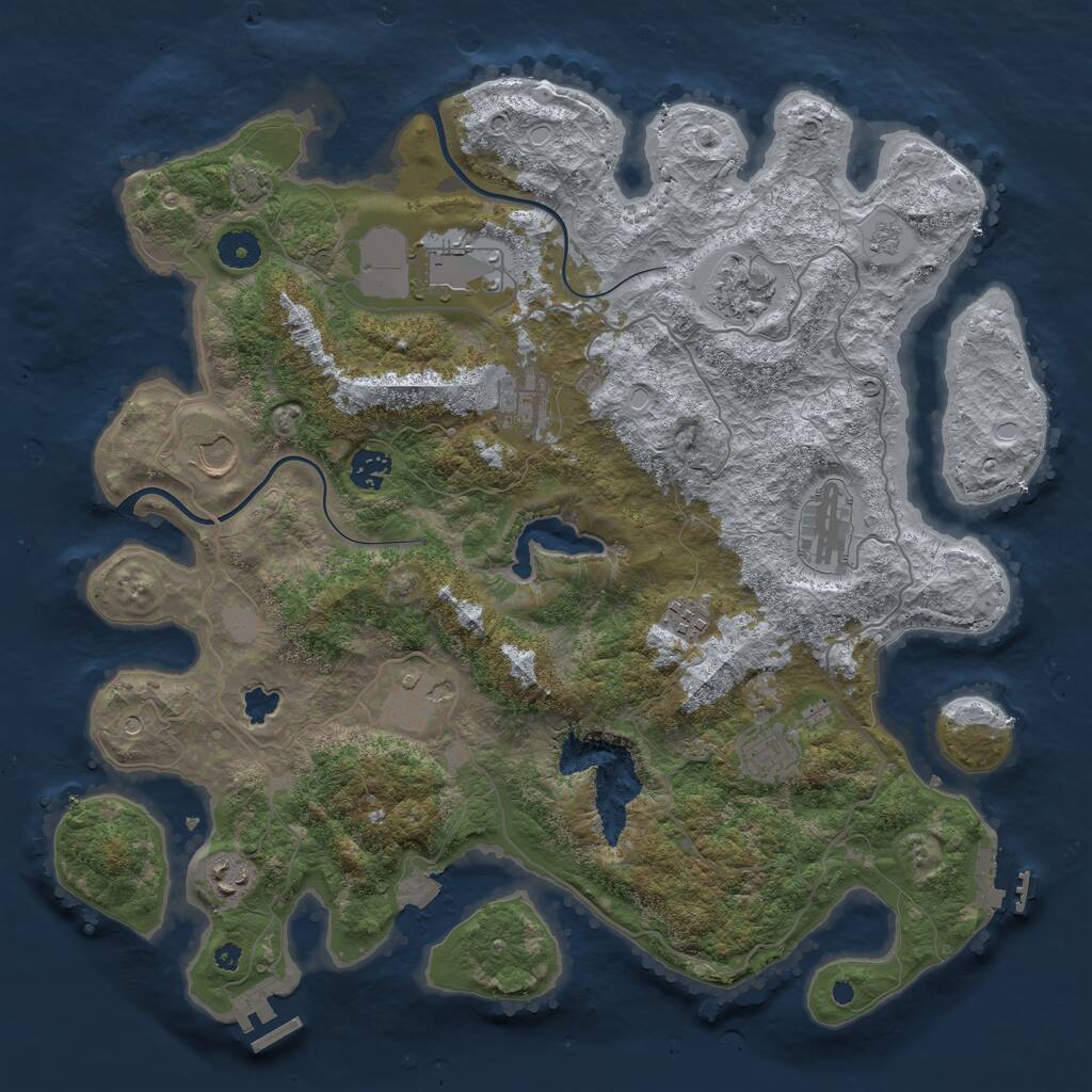 Rust Map: Procedural Map, Size: 4000, Seed: 214748, 16 Monuments