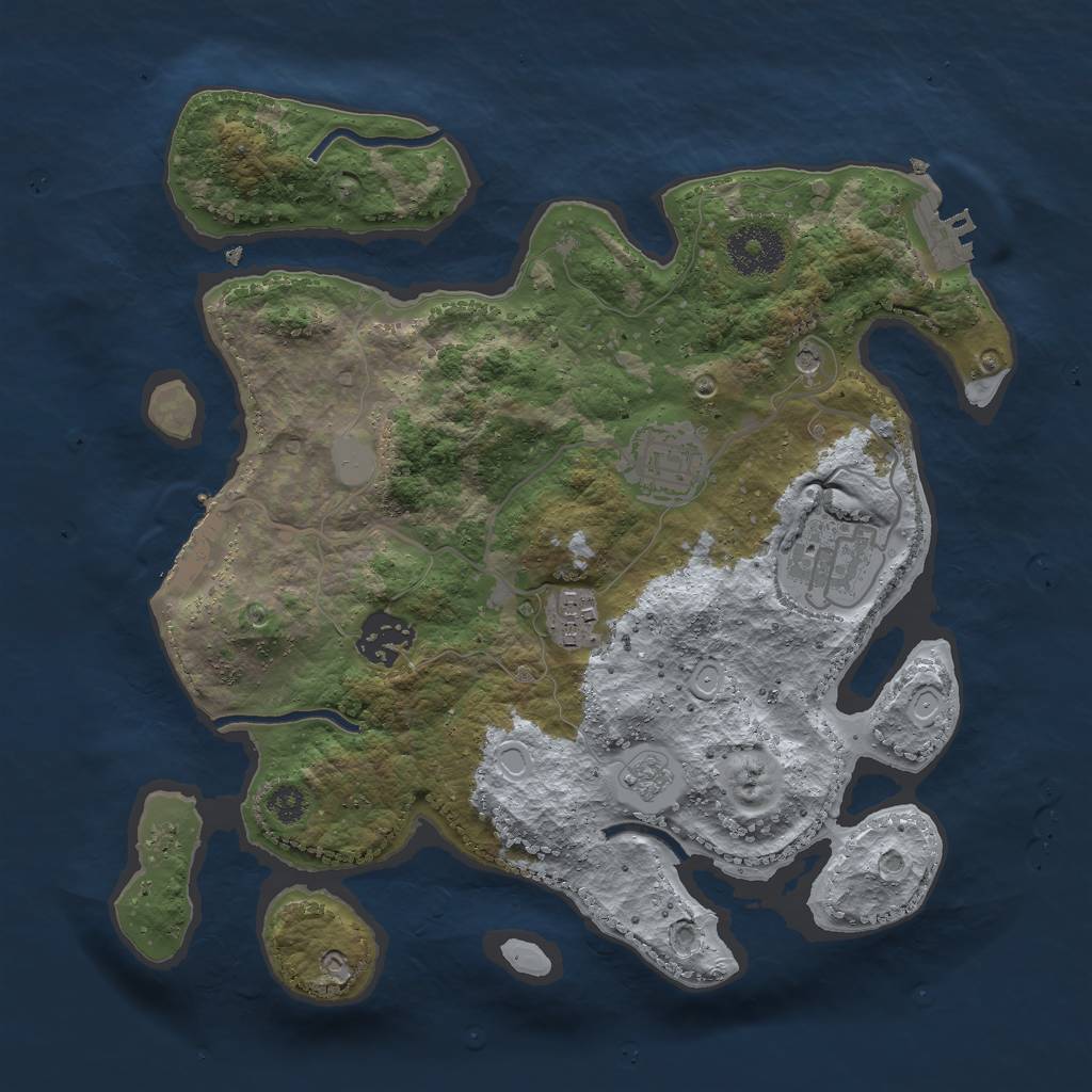 Rust Map: Procedural Map, Size: 3000, Seed: 468041, 11 Monuments