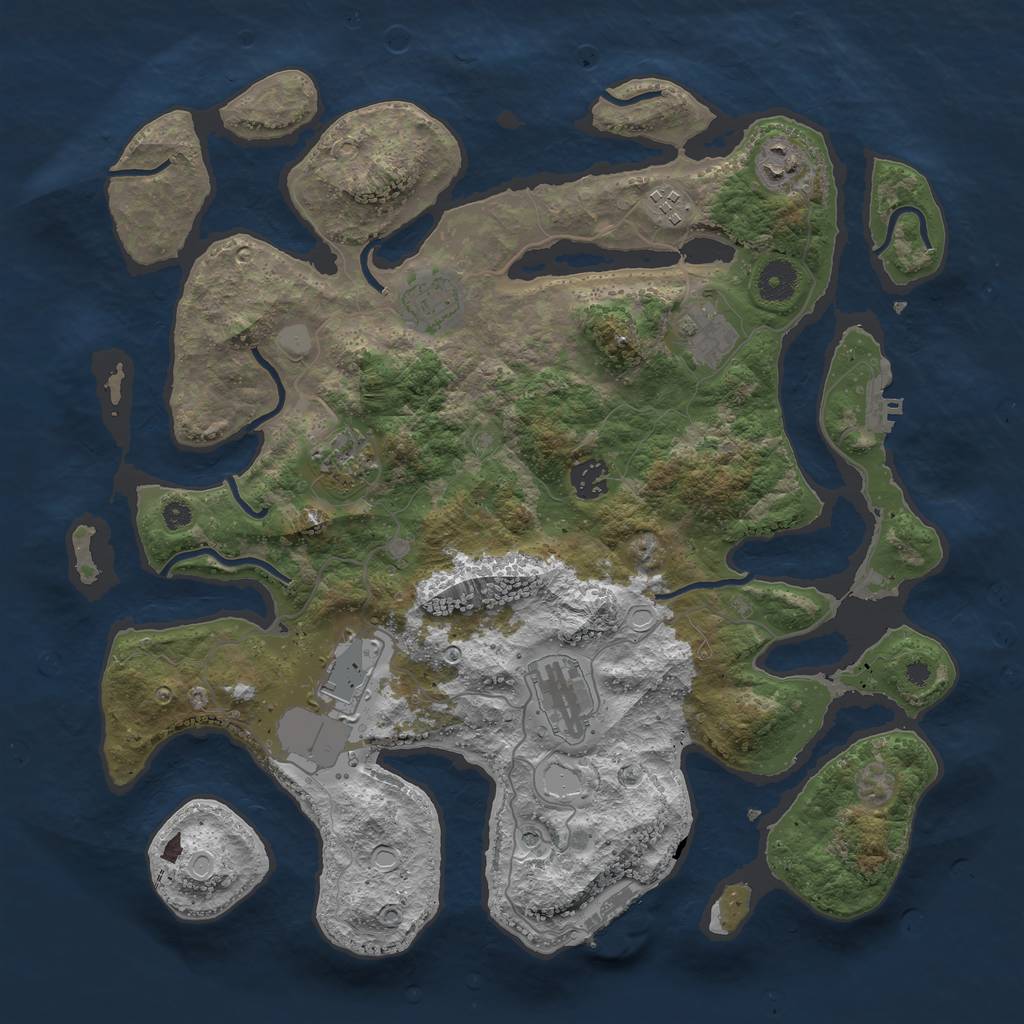 Rust Map: Procedural Map, Size: 3850, Seed: 1759093786, 16 Monuments