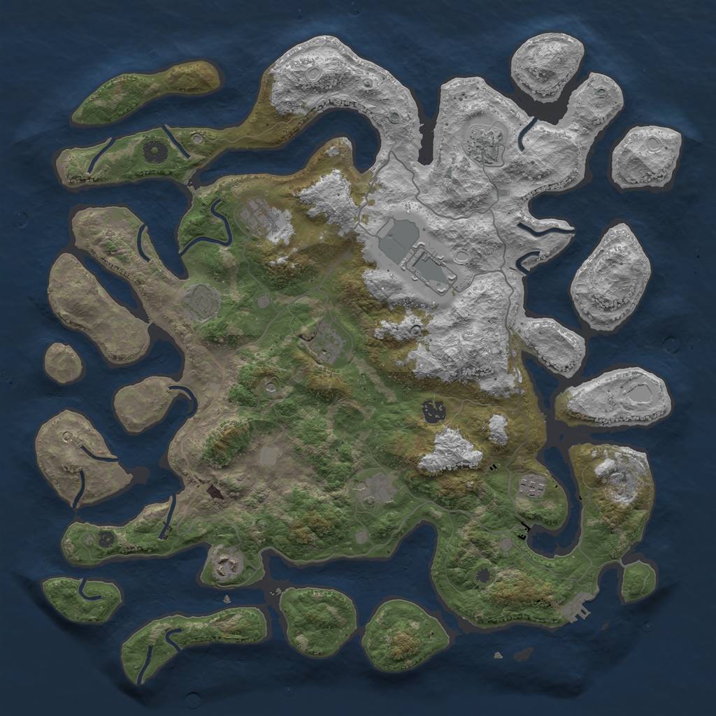 Rust Map: Procedural Map, Size: 4500, Seed: 930735539, 16 Monuments