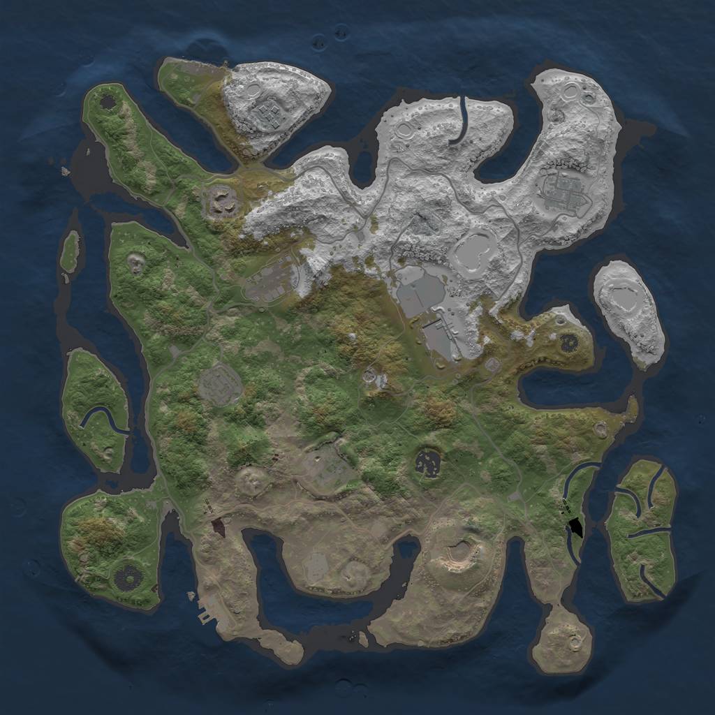 Rust Map: Procedural Map, Size: 4000, Seed: 474443594, 17 Monuments