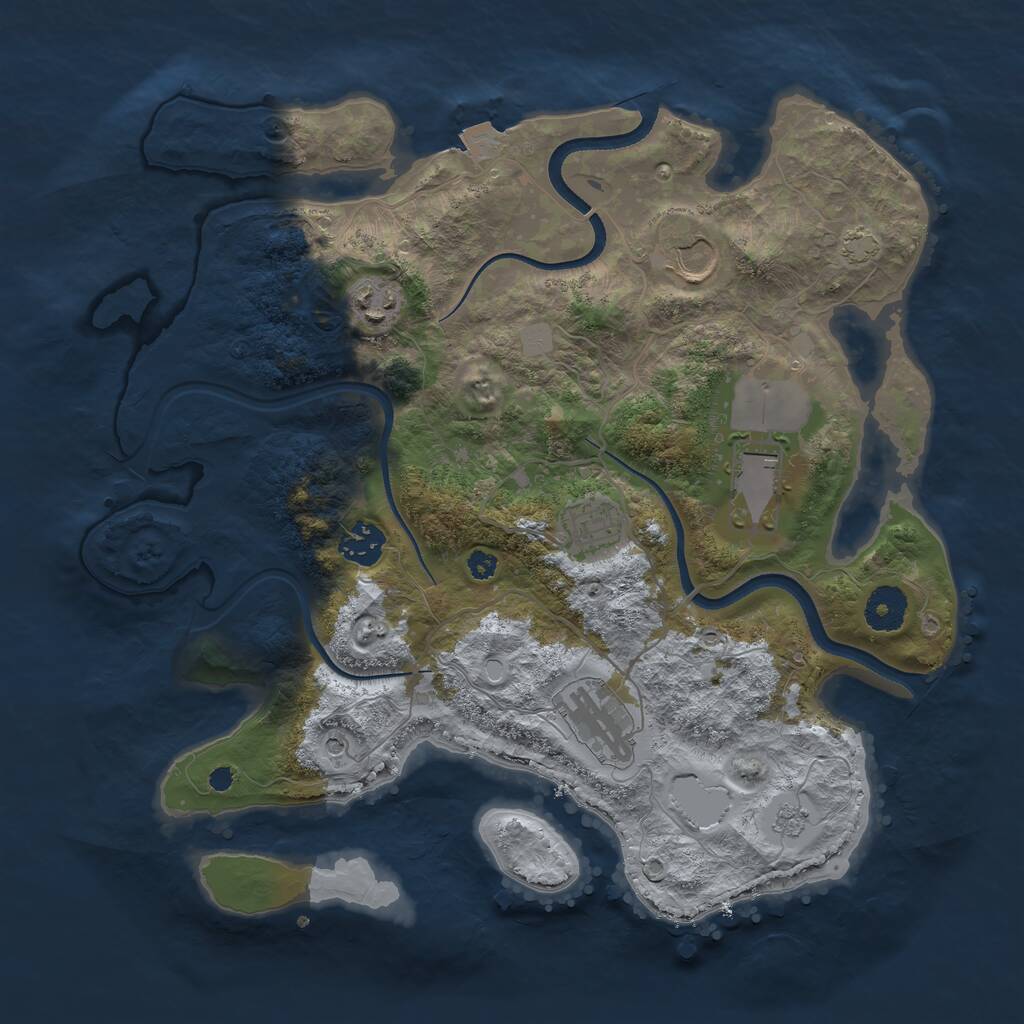 Rust Map: Procedural Map, Size: 3500, Seed: 8672304, 10 Monuments
