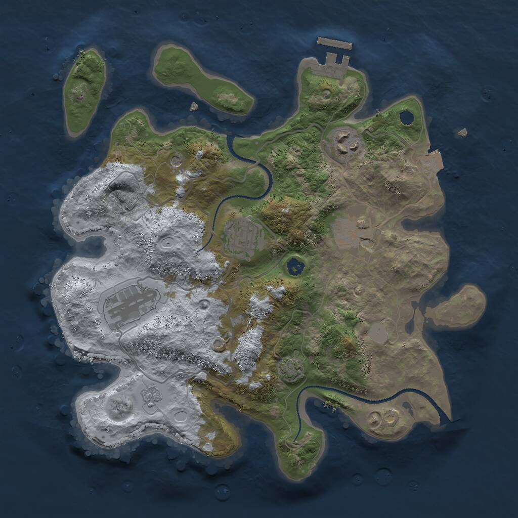 Rust Map: Procedural Map, Size: 3000, Seed: 16113, 9 Monuments