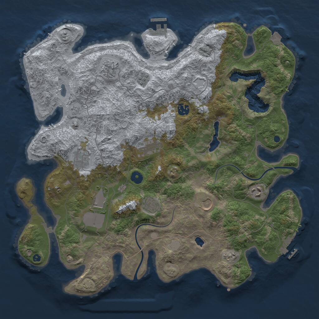 Rust Map: Procedural Map, Size: 4000, Seed: 296291403, 14 Monuments