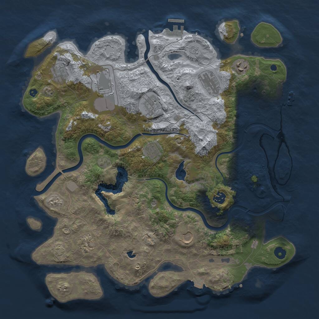 Rust Map: Procedural Map, Size: 4000, Seed: 11666, 16 Monuments