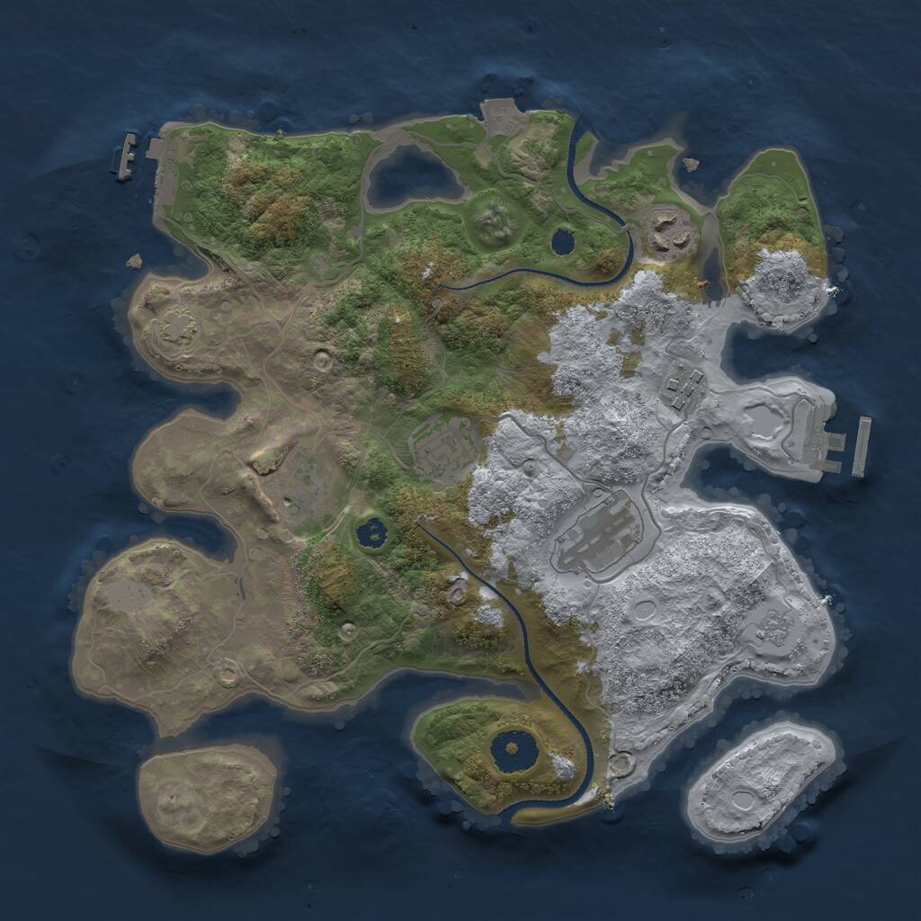 Rust Map: Procedural Map, Size: 3100, Seed: 1279281350, 10 Monuments