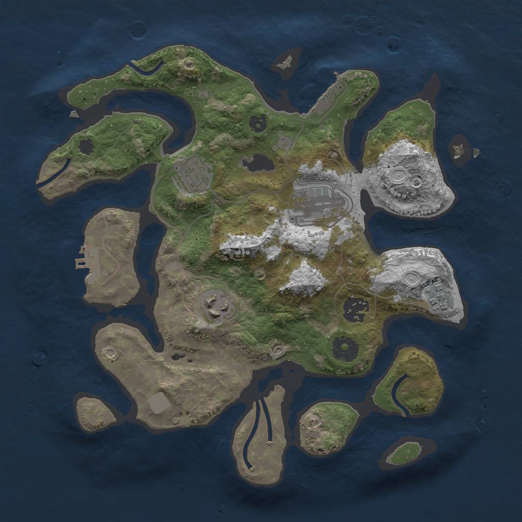 Rust Map: Procedural Map, Size: 3000, Seed: 451235, 12 Monuments