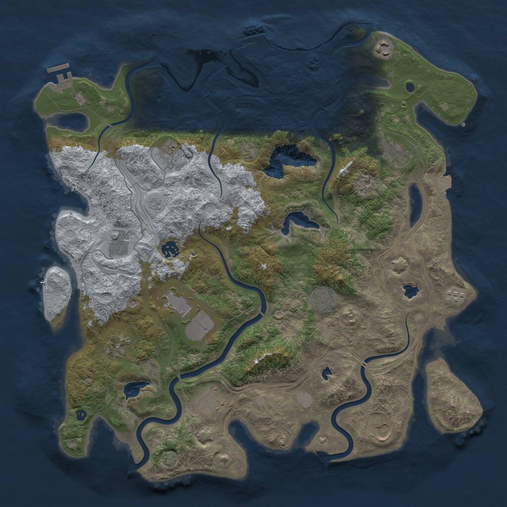 Rust Map: Procedural Map, Size: 4500, Seed: 1611849671, 17 Monuments
