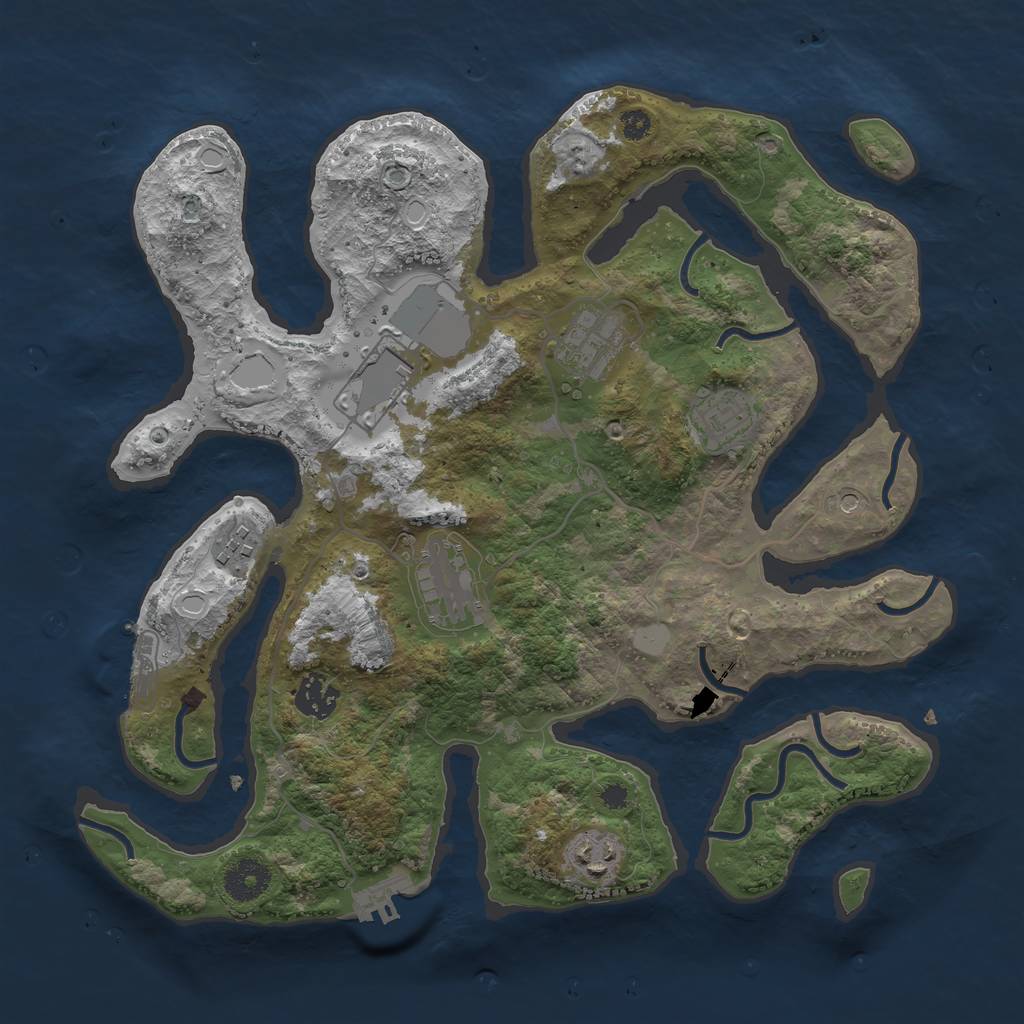 Rust Map: Procedural Map, Size: 3500, Seed: 1203, 15 Monuments