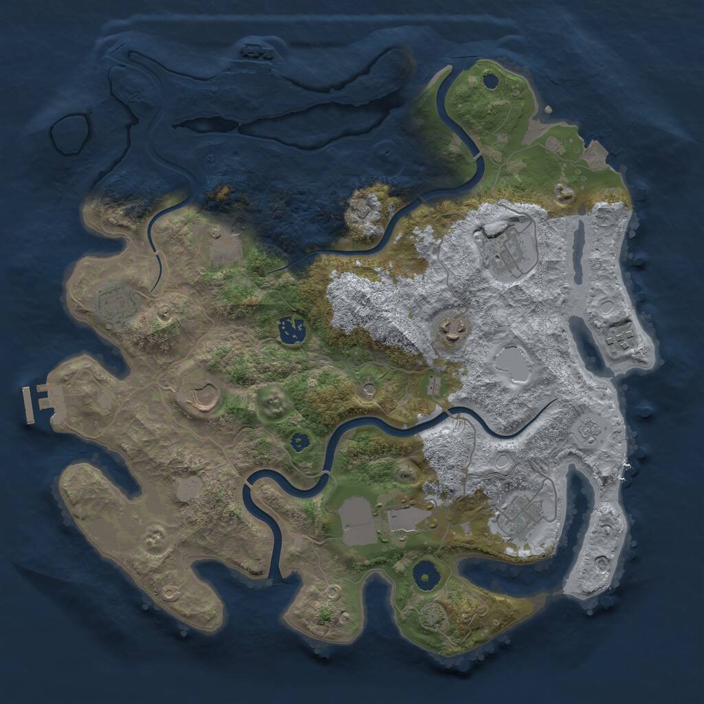 Rust Map: Procedural Map, Size: 3800, Seed: 144427444, 15 Monuments