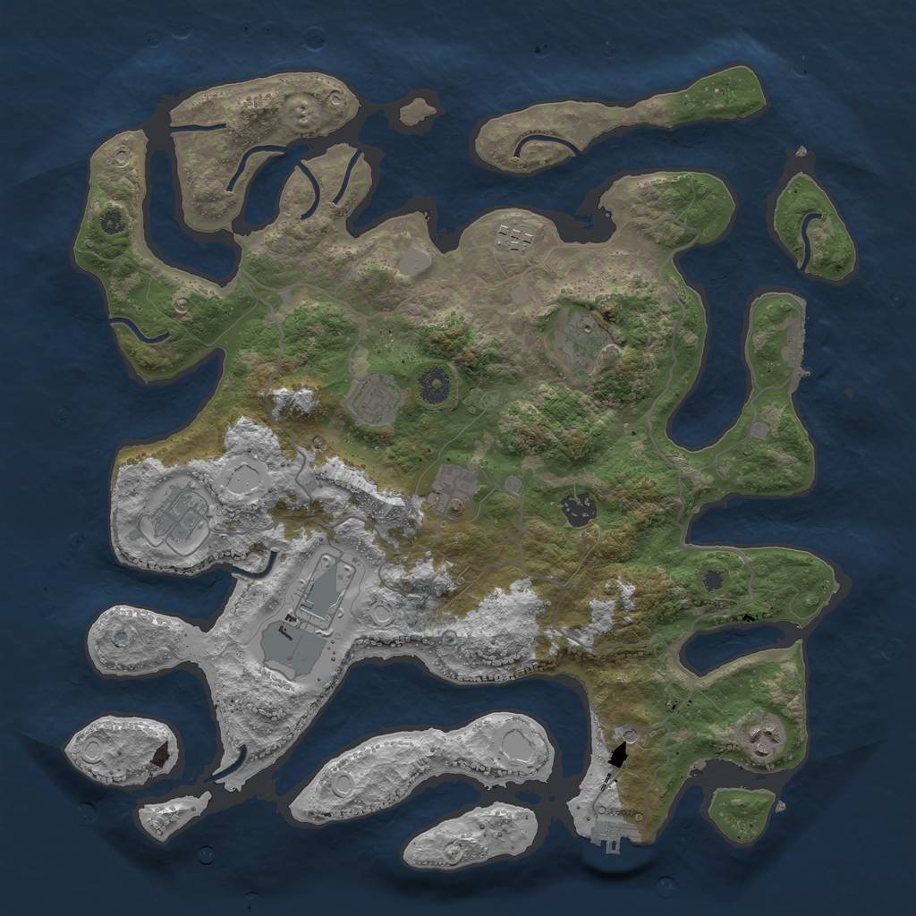 Rust Map: Procedural Map, Size: 4000, Seed: 465215, 16 Monuments