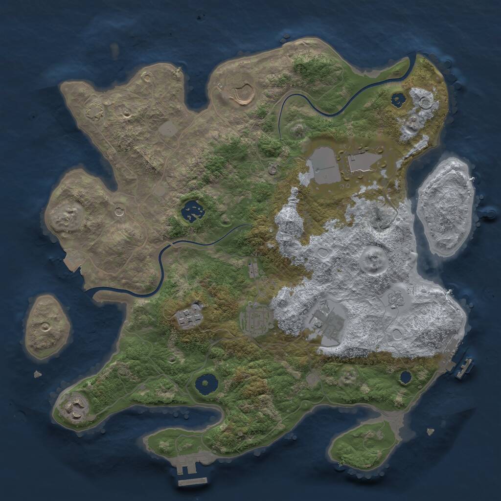 Rust Map: Procedural Map, Size: 3500, Seed: 458741236, 13 Monuments