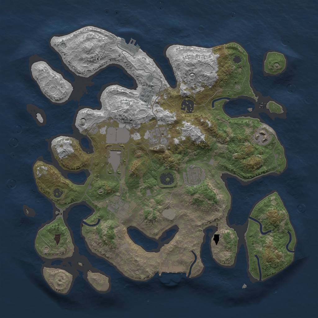 Rust Map: Procedural Map, Size: 3500, Seed: 293813932, 14 Monuments
